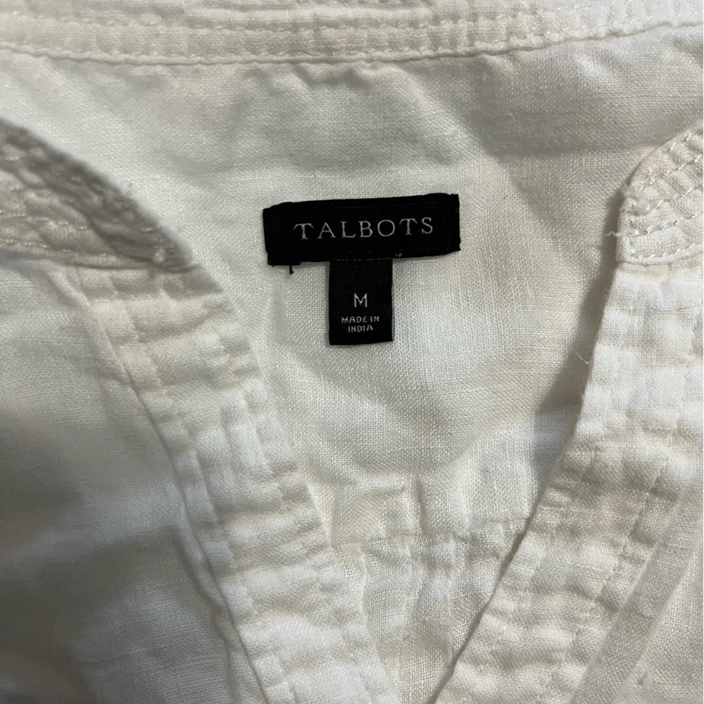Talbots 100% Linen White Casual Blouse - Picture 2 of 8